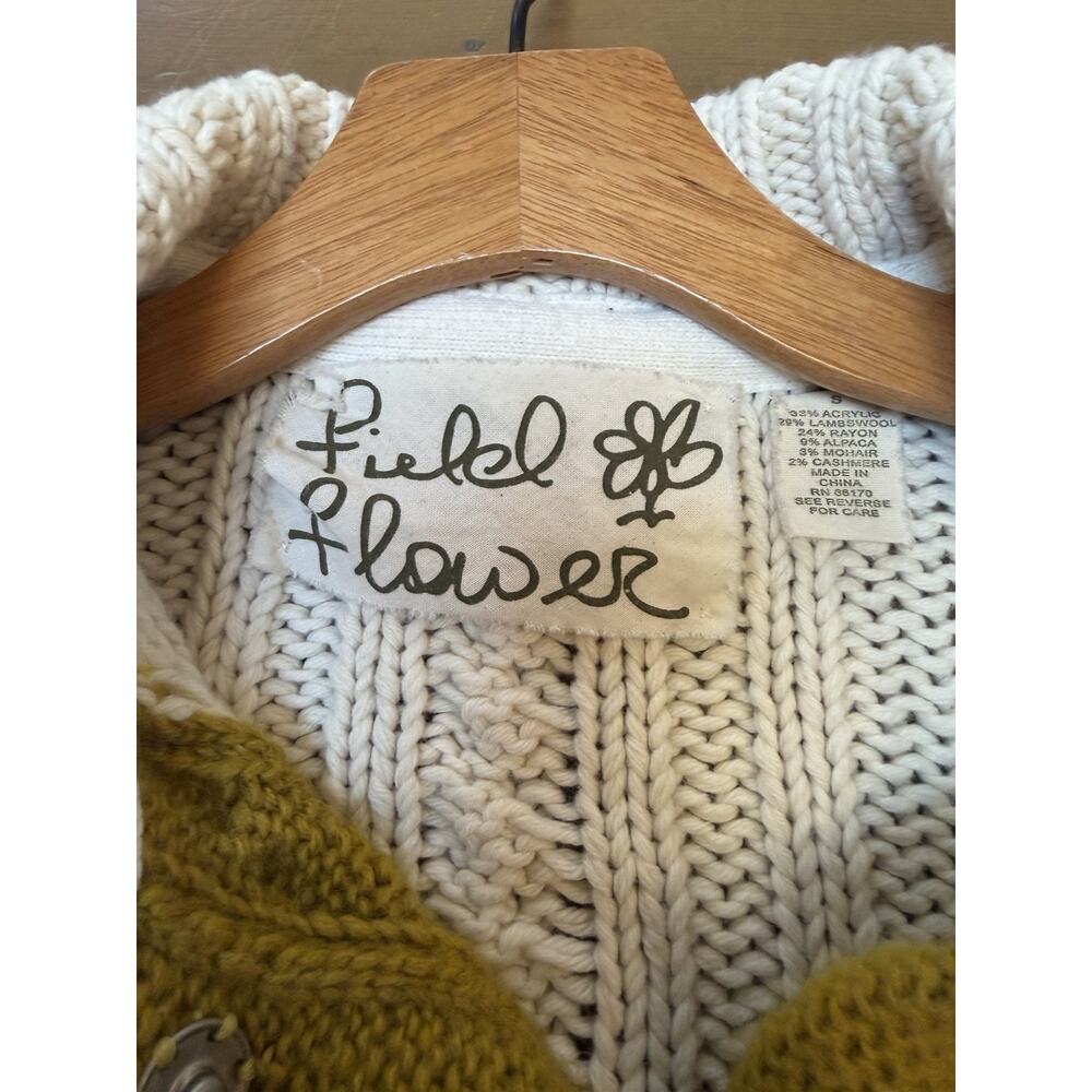 Field Flower Anthropologie Penguin Cardigan Cable Knit Chunky Sweater Size S - Picture 4 of 7